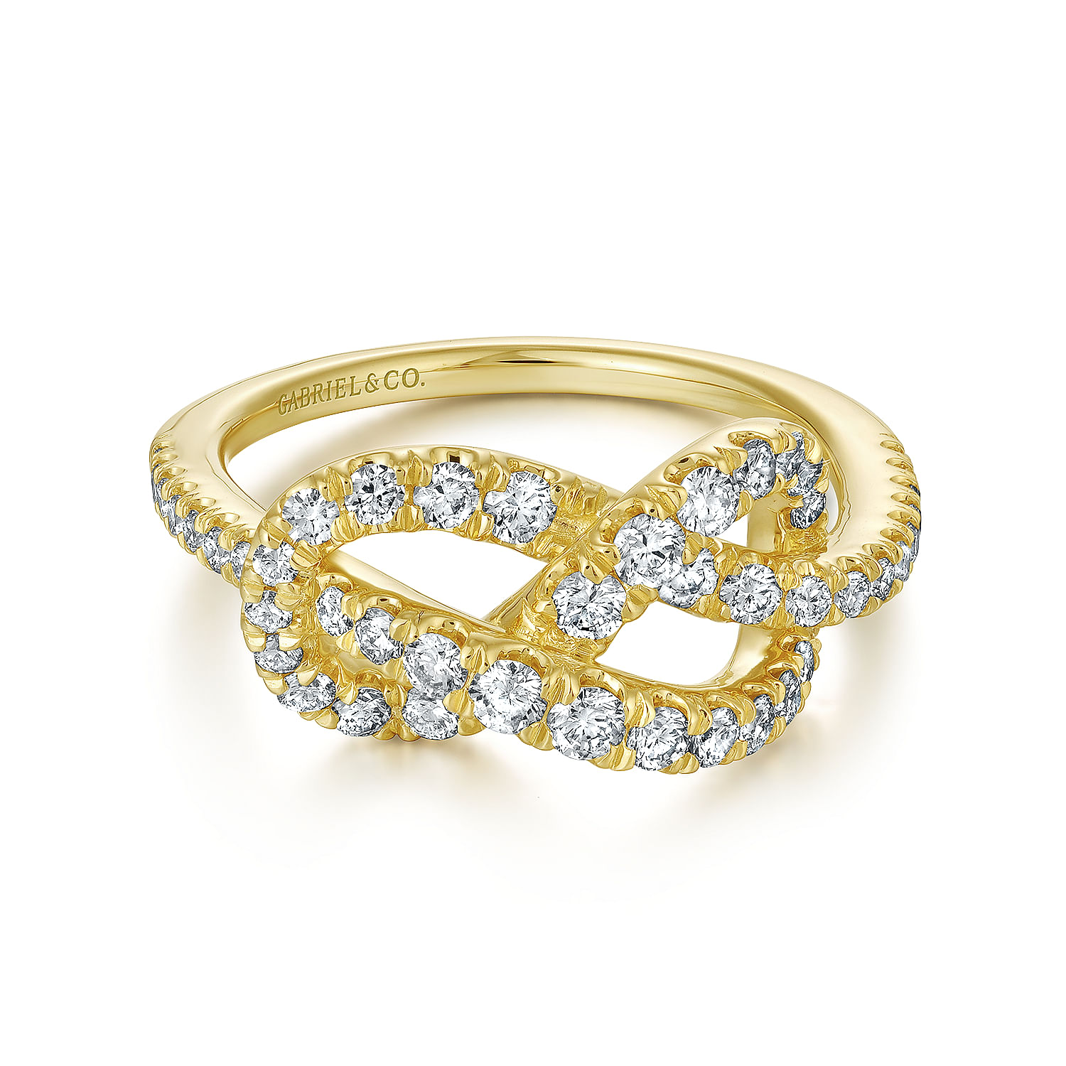Gabriel - 14K Yellow Gold Twisted Pretzel Diamond Ring