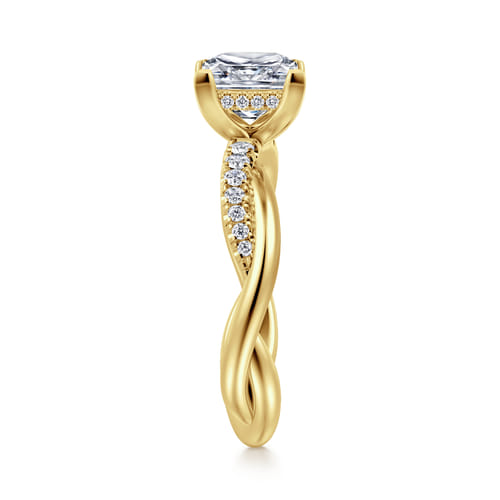 14K Yellow Gold Twisted Princess Cut Diamond Engagement Ring
