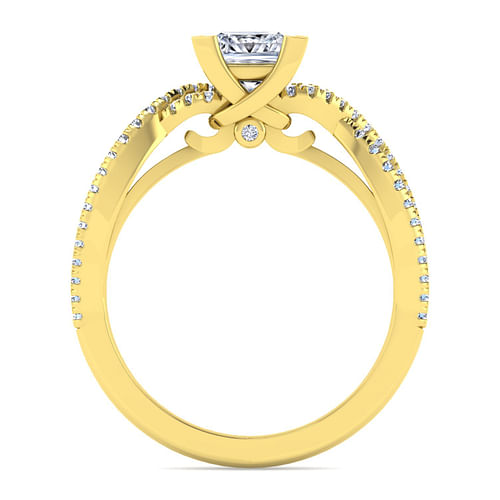 14K Yellow Gold Twisted Princess Cut Diamond Engagement Ring