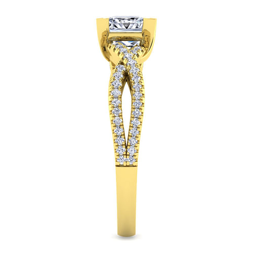 14K Yellow Gold Twisted Princess Cut Diamond Engagement Ring