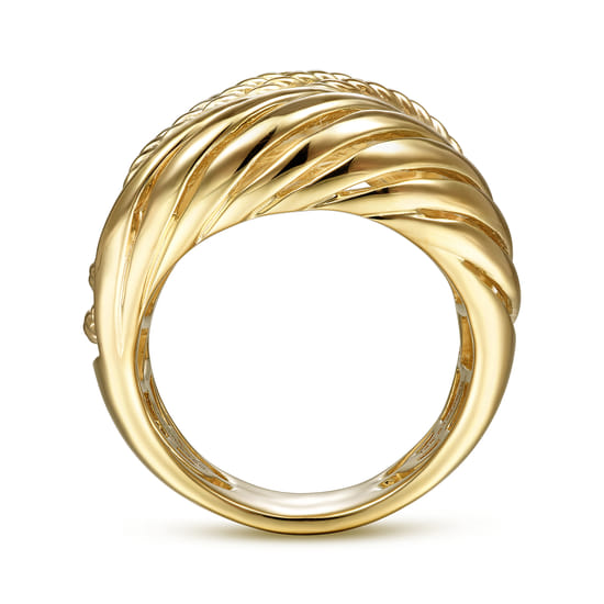 14K Yellow Gold Twisted Rope Abstract Ring angle 2
