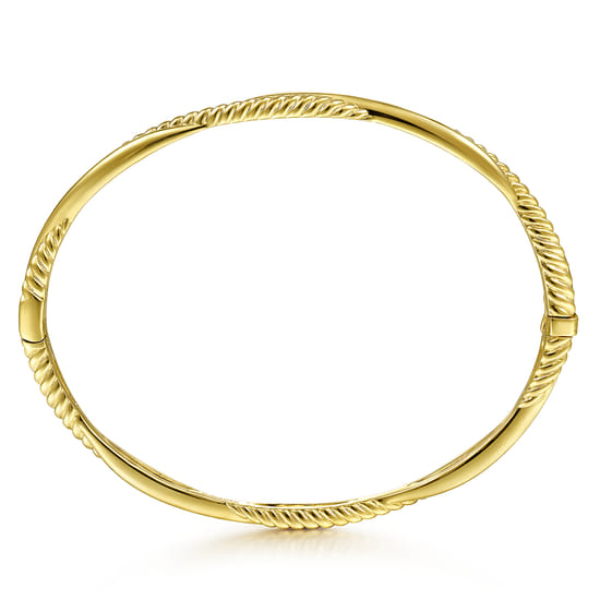 14K Yellow Gold Twisted Rope Bangle Bracelet  angle 3