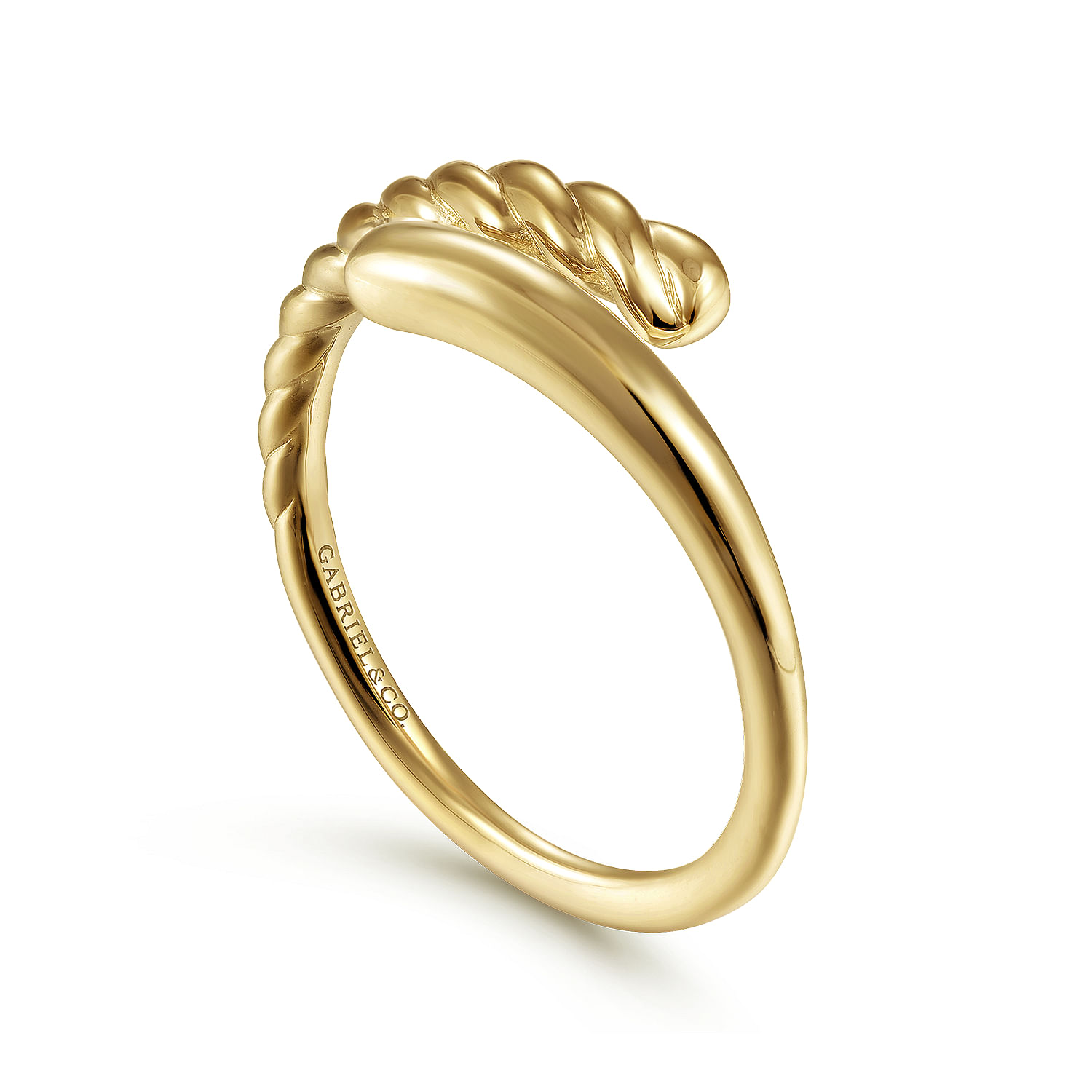 14K Yellow Gold Twisted Rope Bypass Open Ring