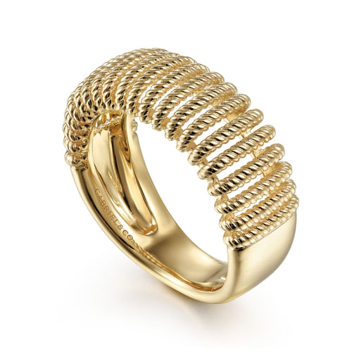 14K Yellow Gold Twisted Rope Cage Ring
