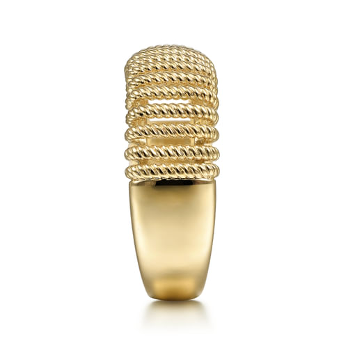 14K Yellow Gold Twisted Rope Cage Ring