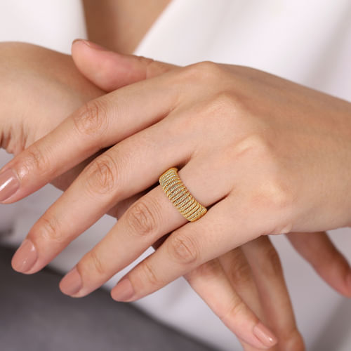 14K Yellow Gold Twisted Rope Cage Ring