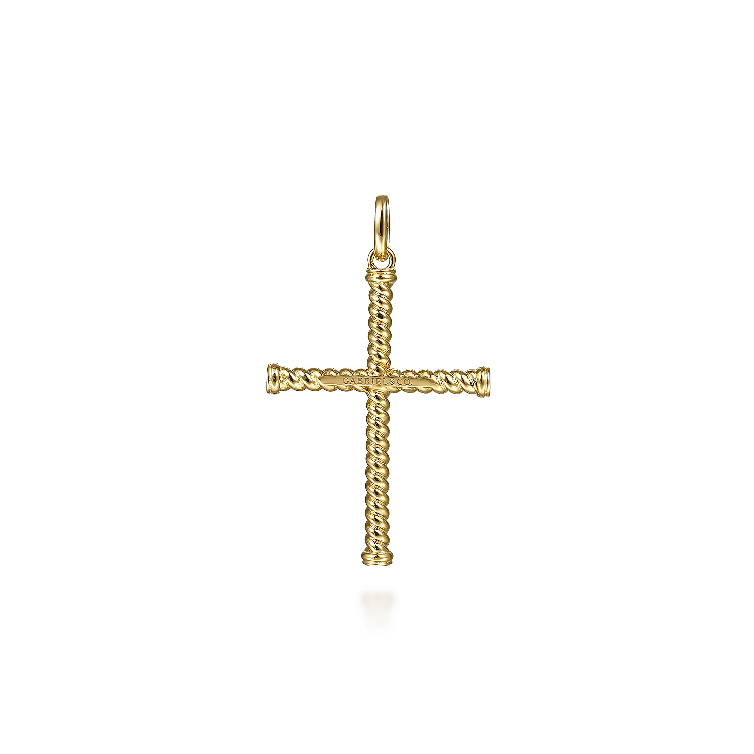 14K Yellow Gold Twisted Rope Cross Pendant