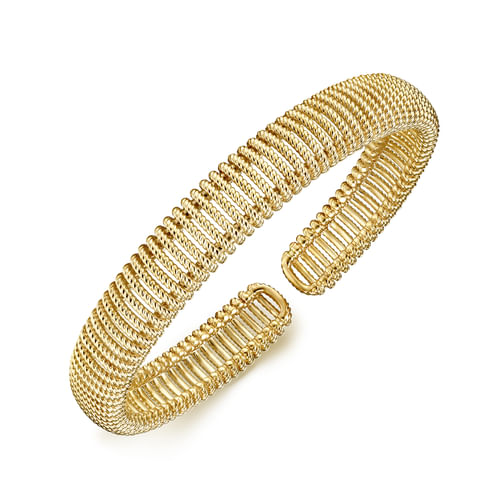 14K Yellow Gold Twisted Rope Cuff Bracelet