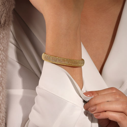 14K Yellow Gold Twisted Rope Cuff Bracelet