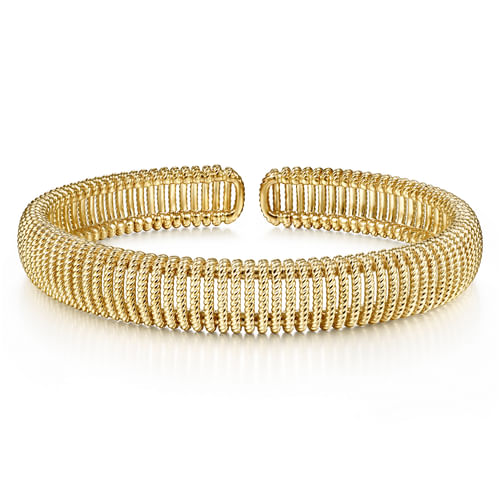 14K Yellow Gold Twisted Rope Cuff Bracelet