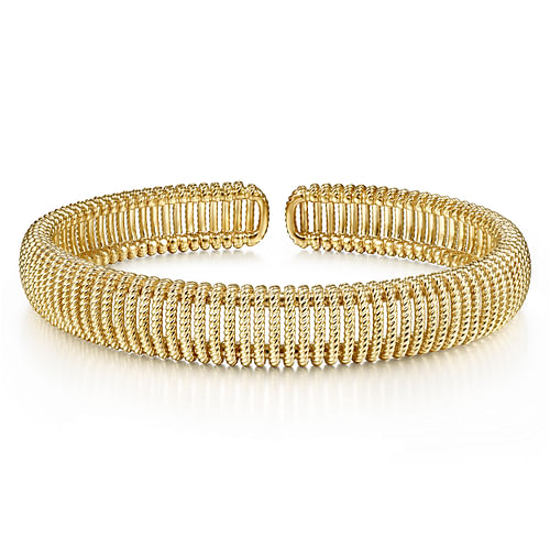 14K Yellow Gold Twisted Rope Cuff Bracelet