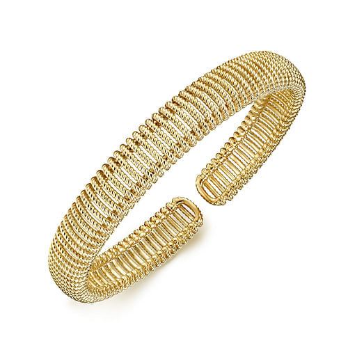 14K Yellow Gold Twisted Rope Cuff Bracelet