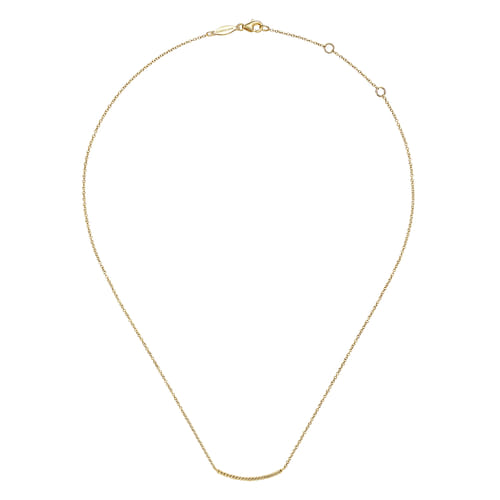 14K Yellow Gold Twisted Rope Curved Bar Necklace