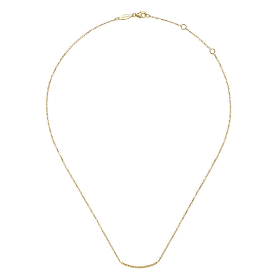 14K Yellow Gold Twisted Rope Curved Bar Necklace angle 2