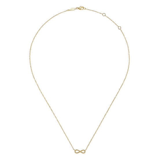 14K Yellow Gold Twisted Rope Infinity Pendant Necklace angle 2