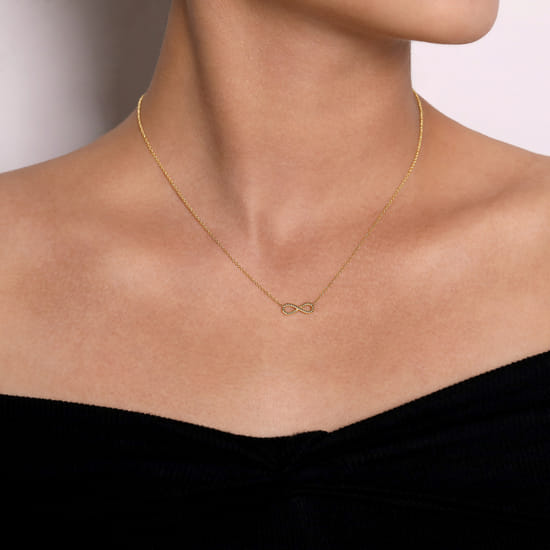 14K Yellow Gold Twisted Rope Infinity Pendant Necklace angle 3