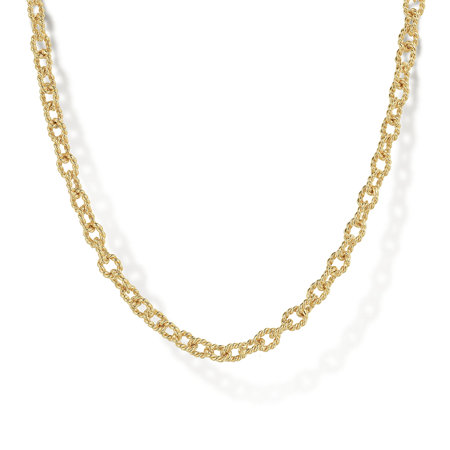 14K Yellow Gold Twisted Rope Link Chain Necklace
