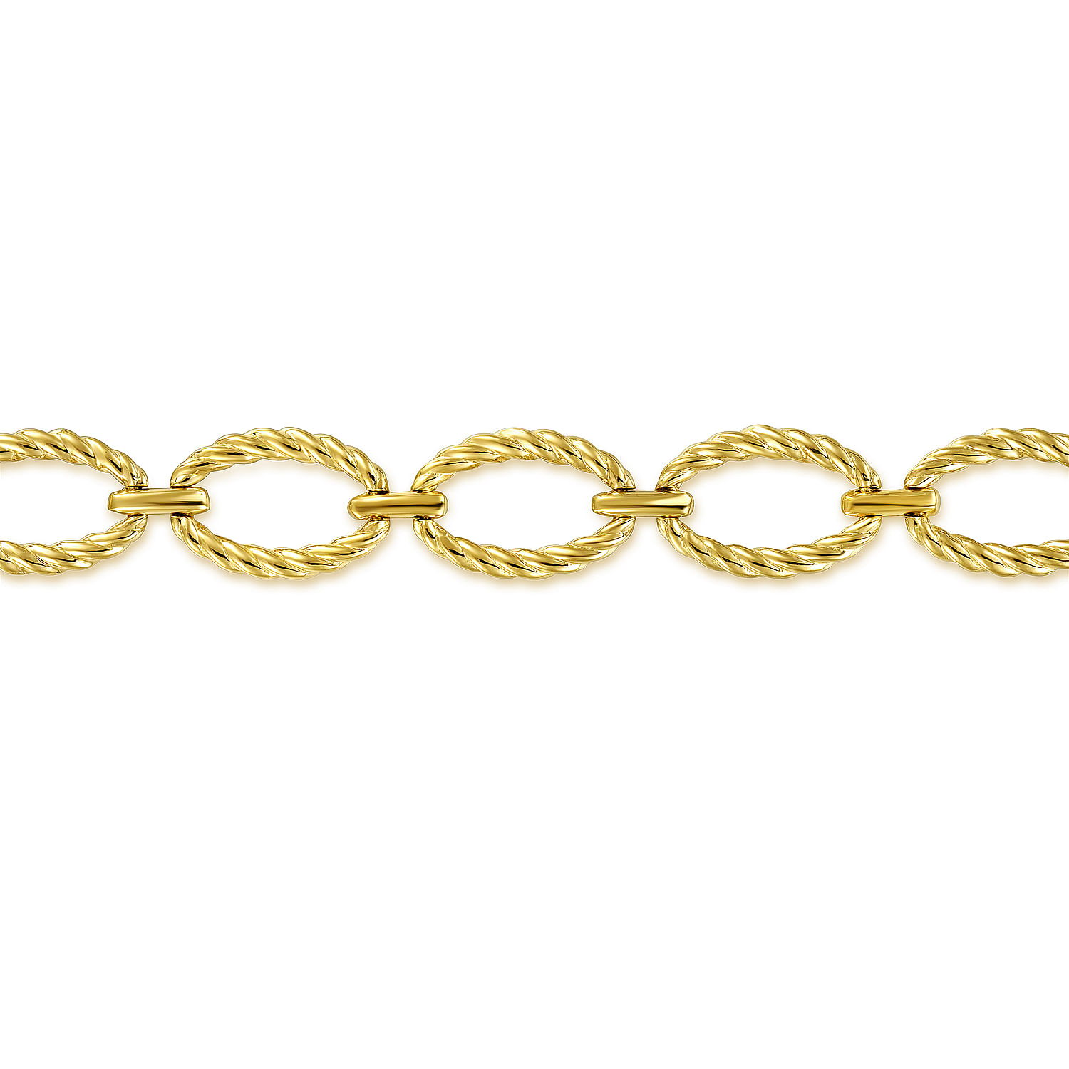 14K Yellow Gold Twisted Rope Oval Link Bracelet