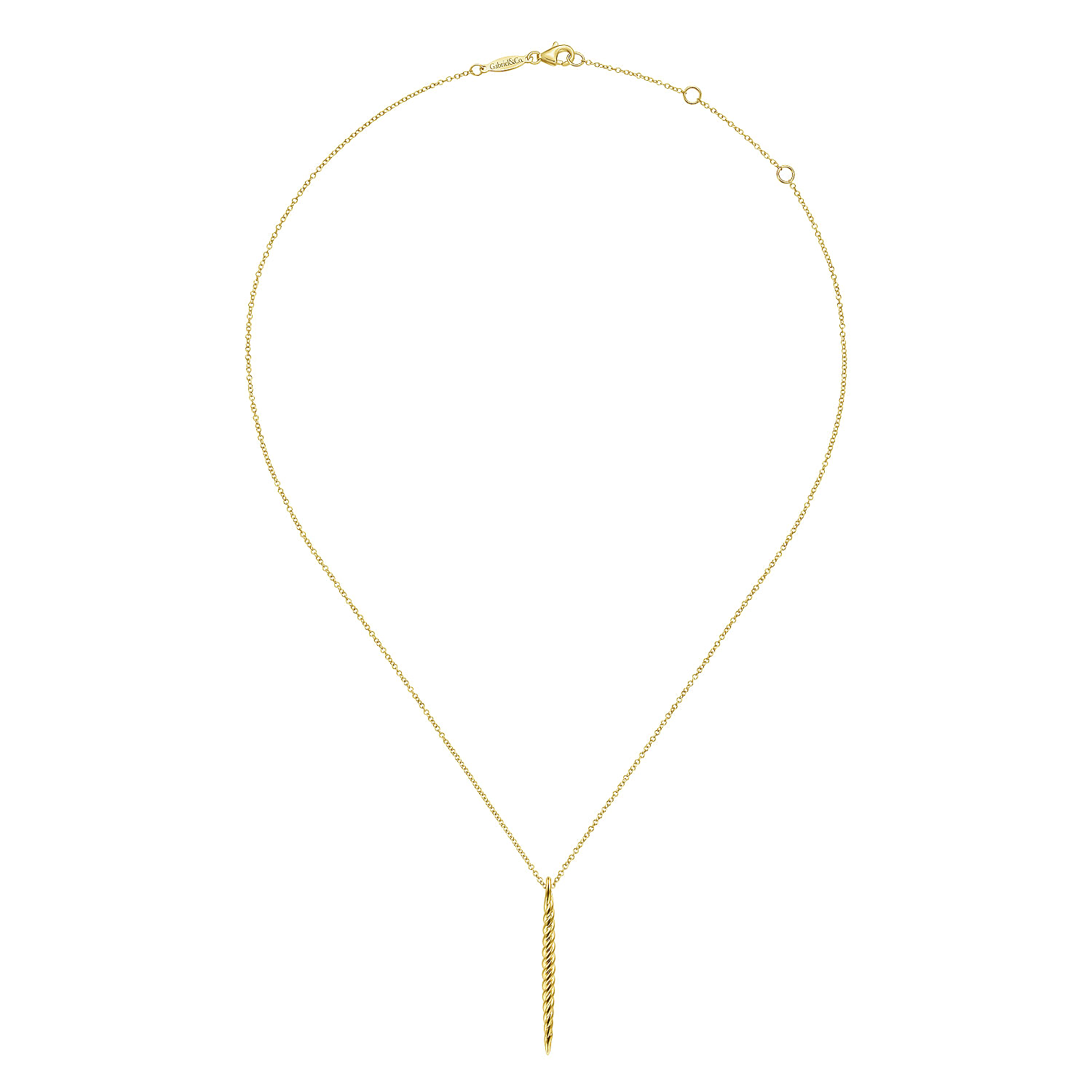 14K Yellow Gold Twisted Rope Spike Pendant Necklace