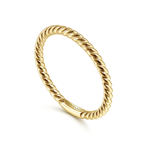 14K Yellow Gold Twisted Rope Stackable Ring