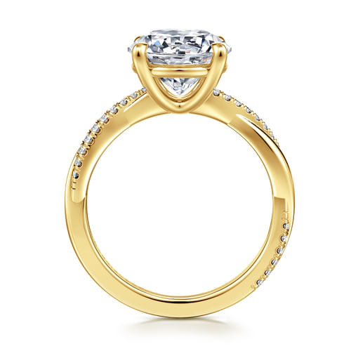 14K Yellow Gold Twisted Round Diamond Engagement Ring