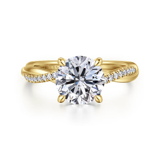 Gabriel - 14K Yellow Gold Twisted Round Diamond Engagement Ring