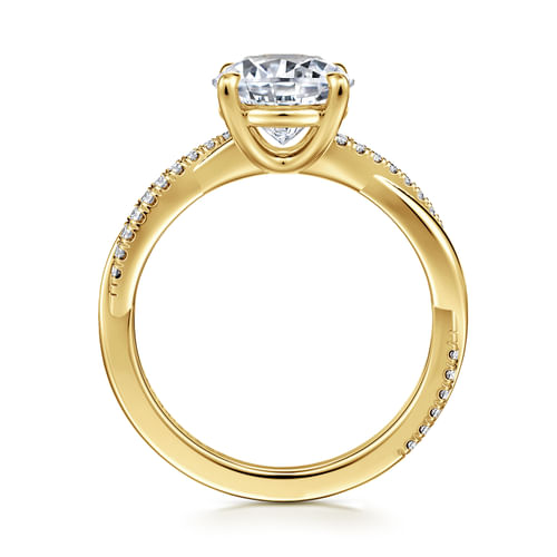 14K Yellow Gold Twisted Round Diamond Engagement Ring