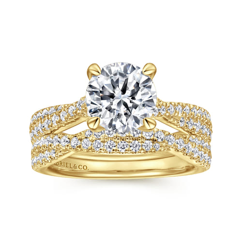 14K Yellow Gold Twisted Round Diamond Engagement Ring 14K Yellow Gold Twisted Round Diamond Engagement Ring