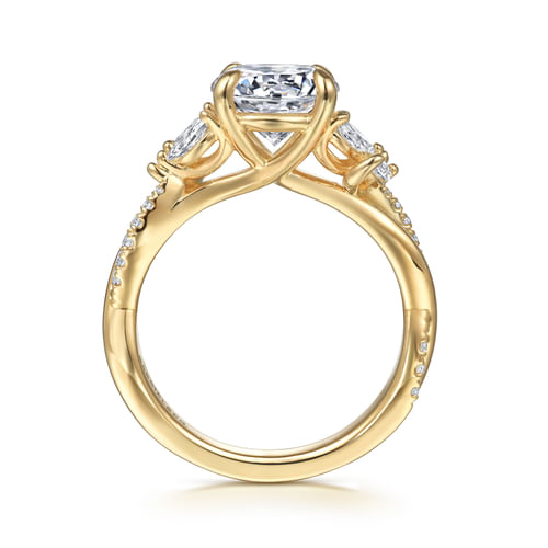 14K Yellow Gold Twisted Round Diamond Engagement Ring