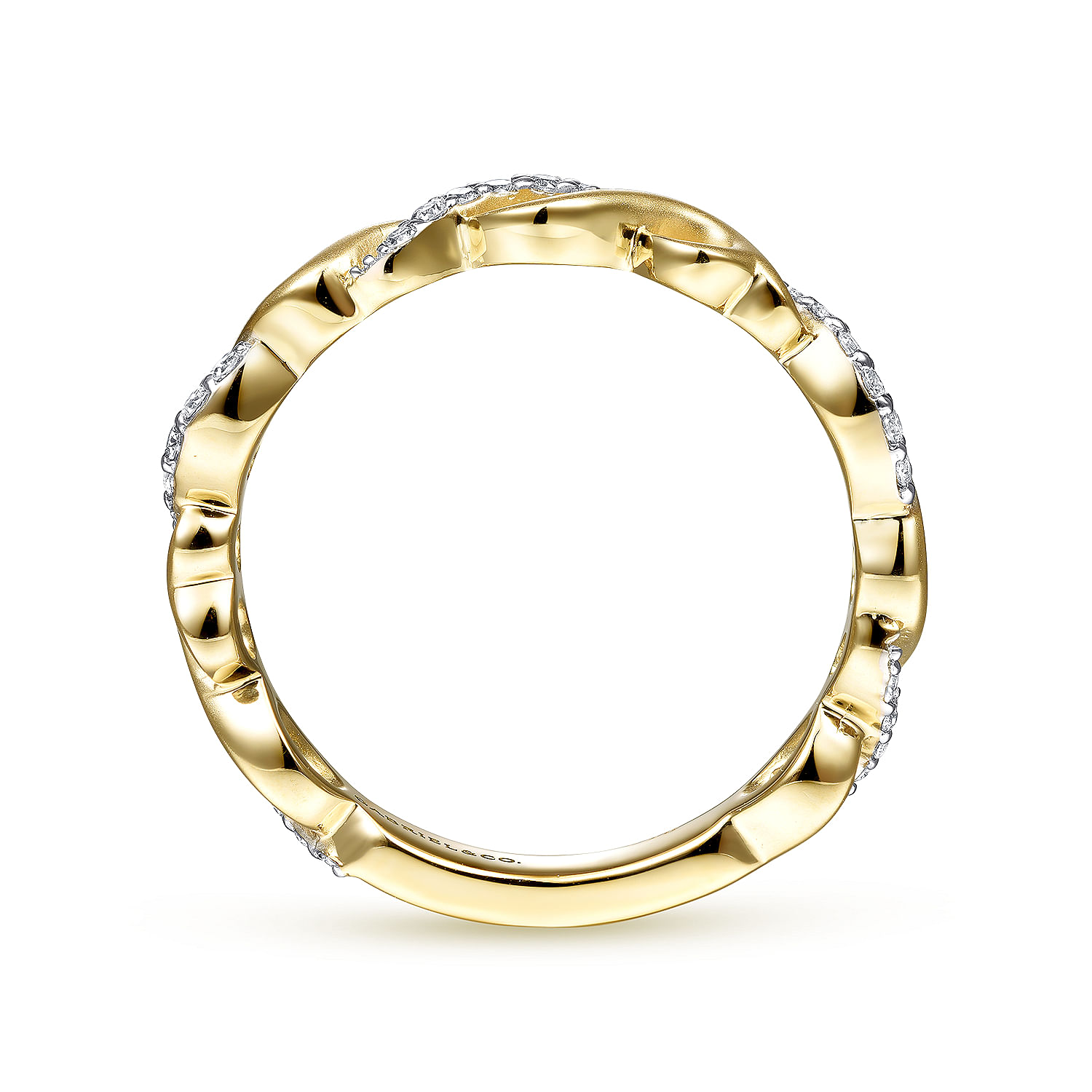 14K Yellow Gold Twisted Stackable Diamond Ring