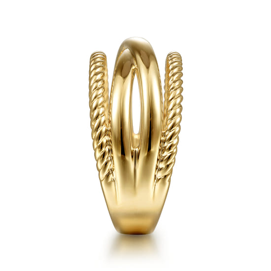 14K Yellow Gold Twisted and Plain Criss Cross Ring angle 4