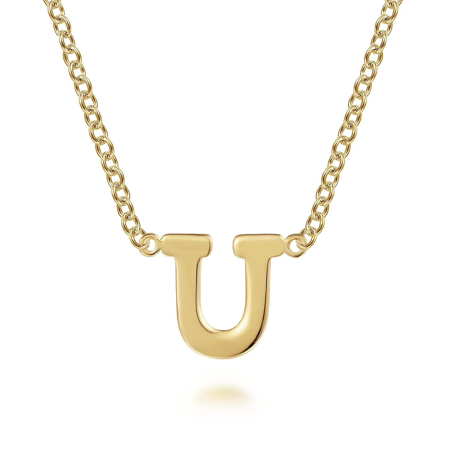 14K Yellow Gold U Initial Necklace