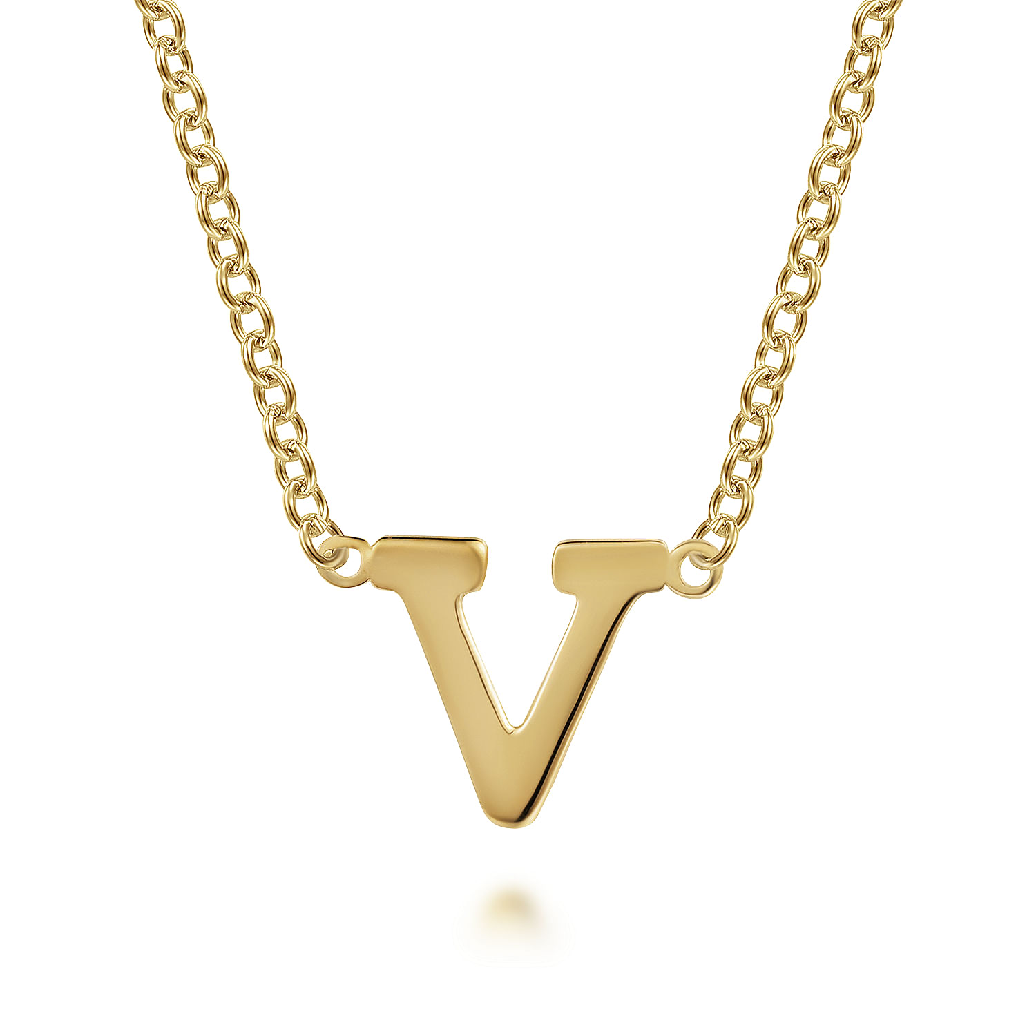 14K Yellow Gold V Initial Necklace