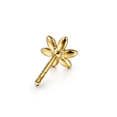 14K Yellow Gold White Sapphire Floral Stud Earrings