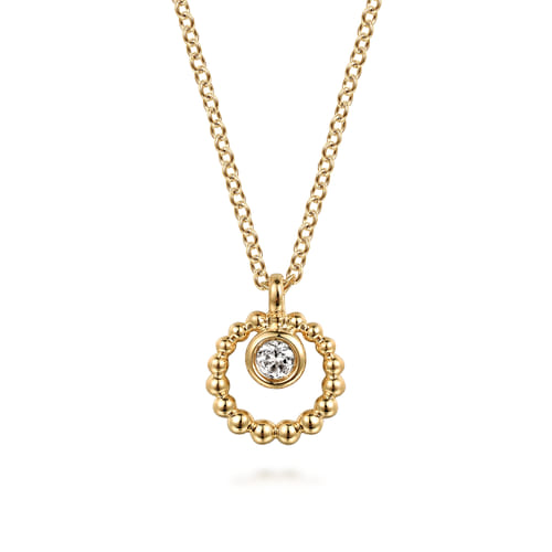 14K Yellow Gold White Sapphire Pendant Necklace-Bujukan