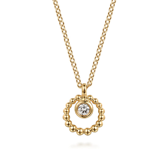 Gabriel - 14K Yellow Gold White Sapphire Pendant Necklace-Bujukan