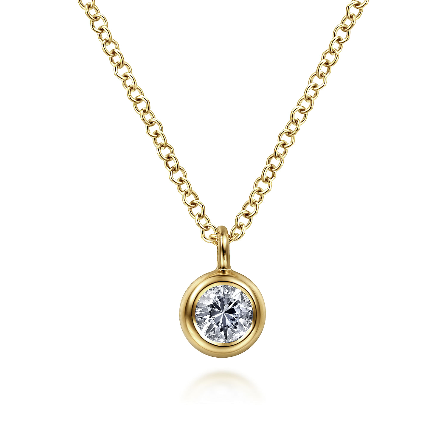 14K Yellow Gold White Sapphire Pendant Necklace