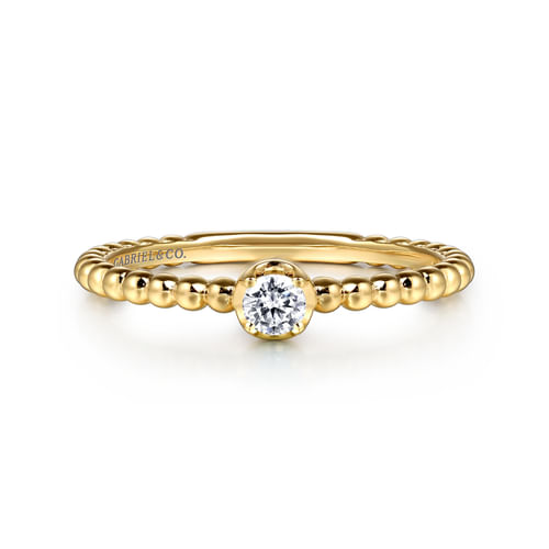 14K Yellow Gold White Sapphire Stackable Ring