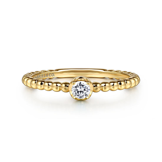 Gabriel - 14K Yellow Gold White Sapphire Stackable Ring