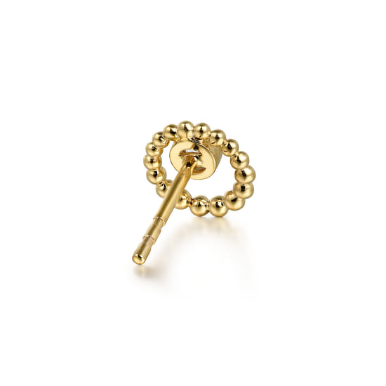 14K Yellow Gold White Sapphire Stud Earrings- Bujukan angle 3