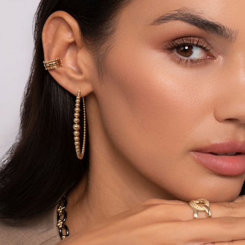 14K Yellow Gold Wide Bujukan Single Earcuff