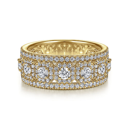 14K Yellow Gold Wide Diamond Anniversary Band