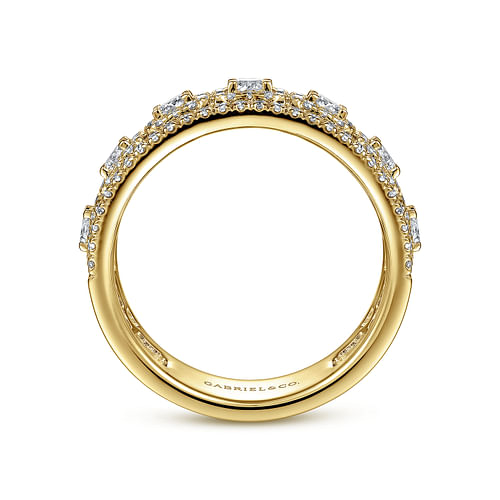 14K Yellow Gold Wide Diamond Anniversary Band