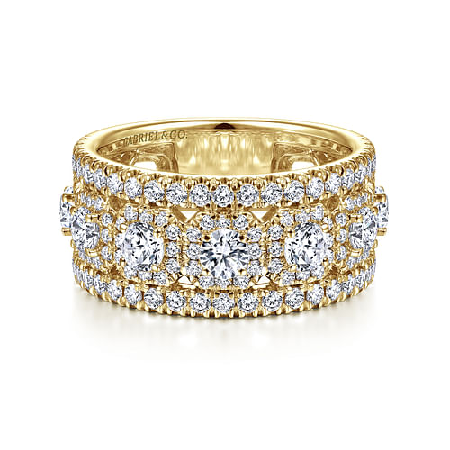 14K Yellow Gold Wide Diamond Anniversary Band