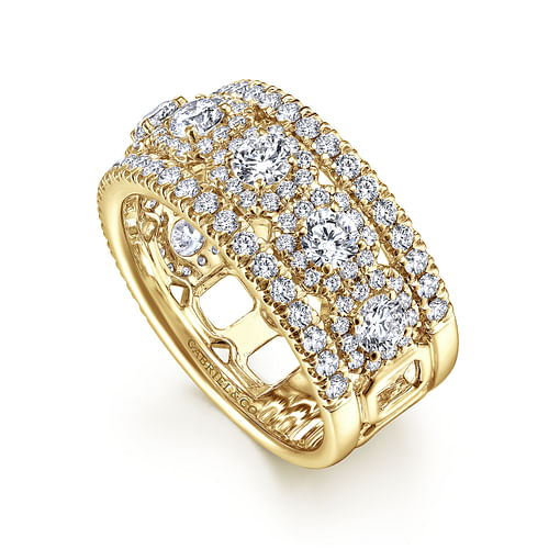 14K Yellow Gold Wide Diamond Anniversary Band