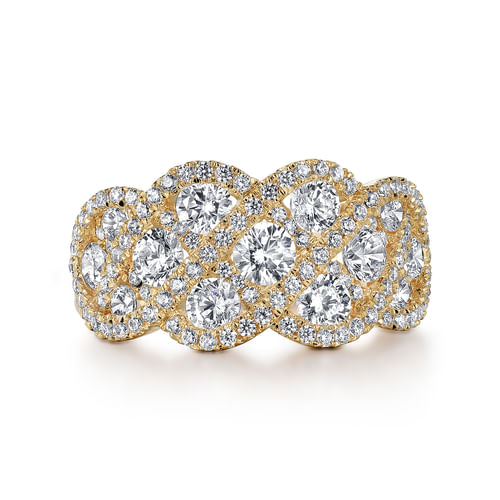 14K Yellow Gold Woven Diamond Statement Ring