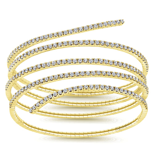 14K Yellow Gold Wraparound Diamond Bangle