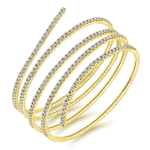 14K Yellow Gold Wraparound Diamond Bangle