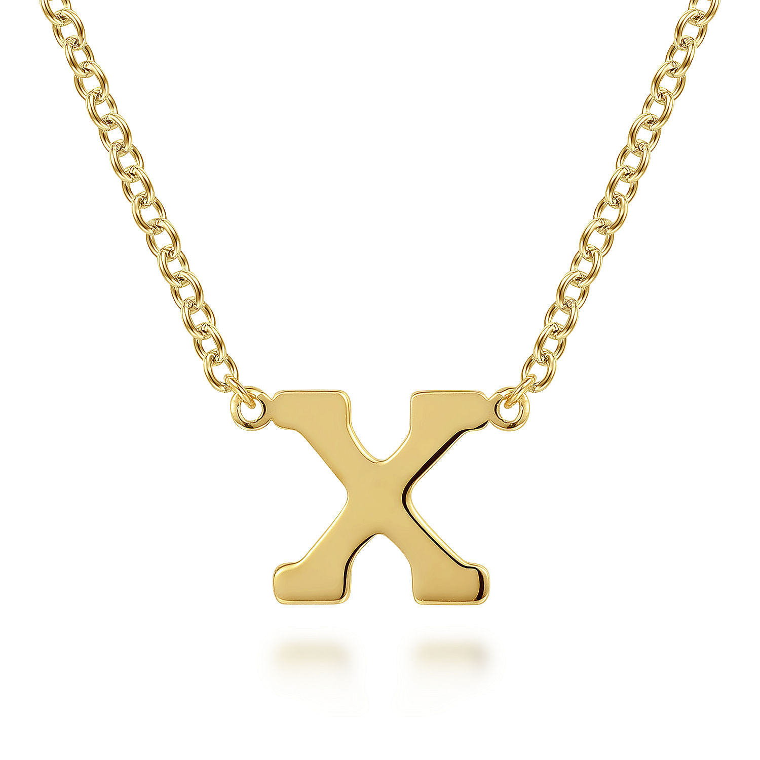 14K Yellow Gold X Initial Necklace