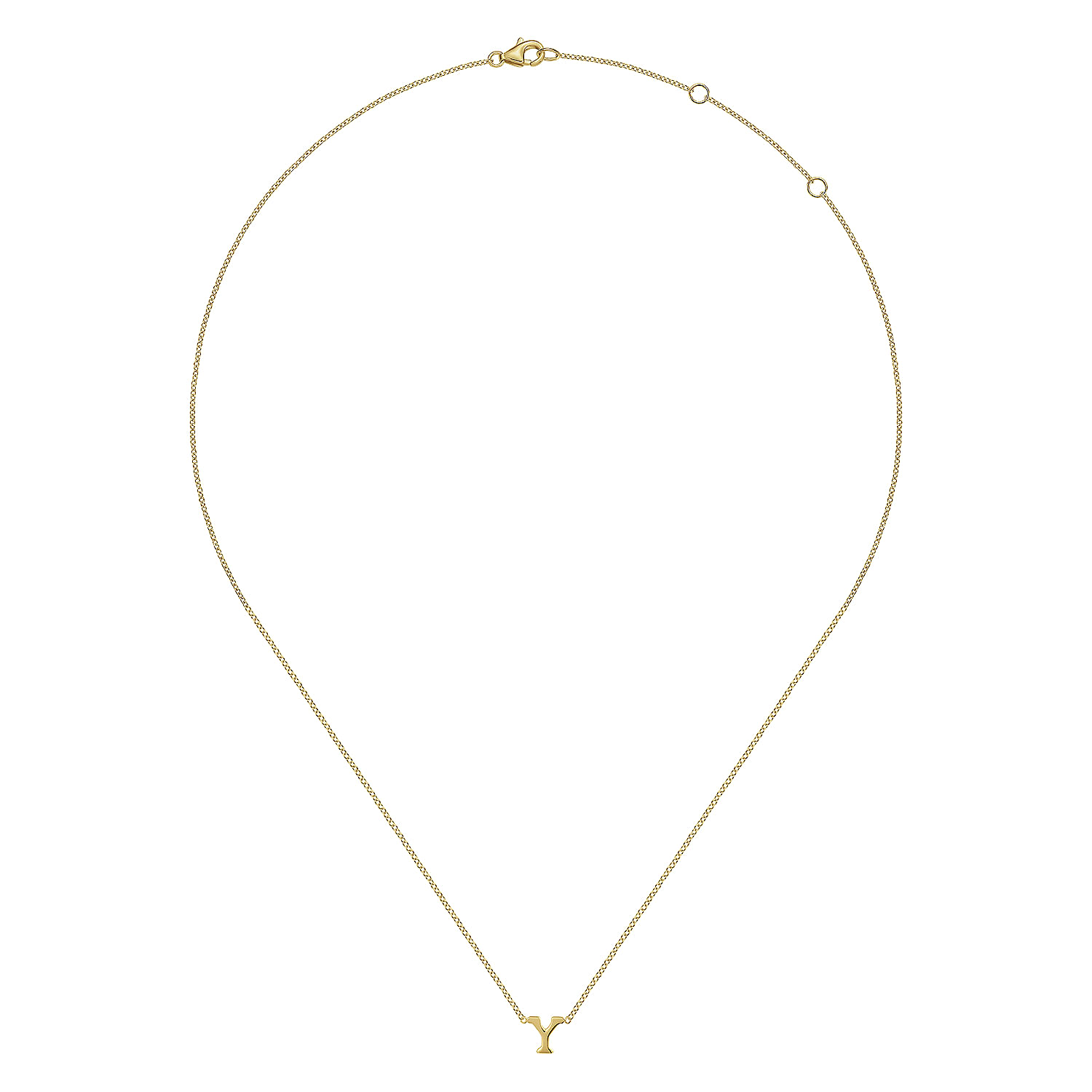 14K Yellow Gold Y Initial Necklace